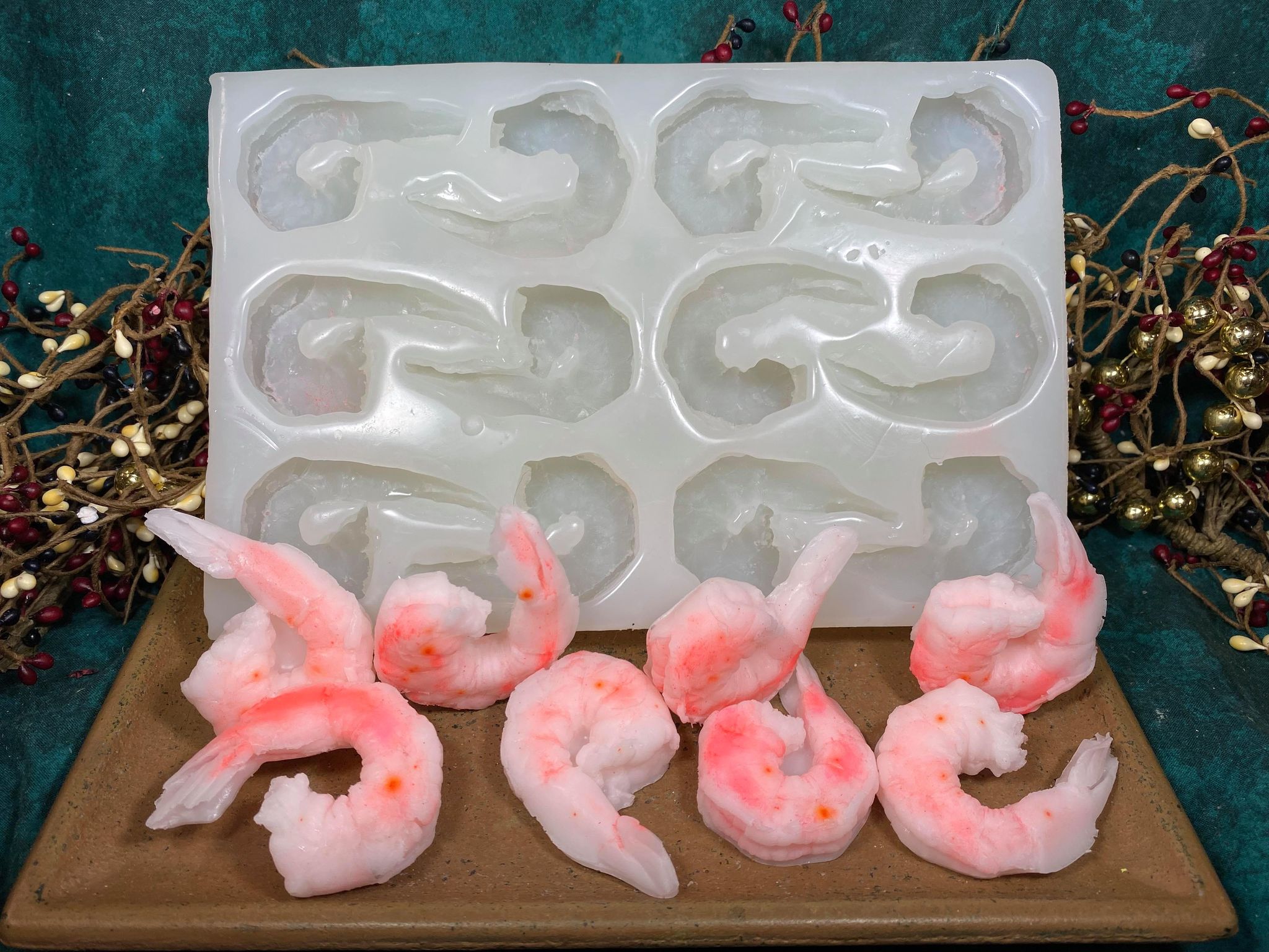 2 Mini Shrimps plastic mold, food mold, bath bomb mold, cand