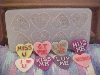 Conversation Hearts Mold, Valentines Hearts, Candy Mold, Silicone